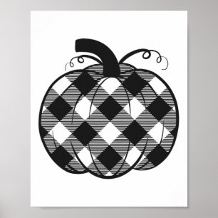 Fall Pumpkin Cute Thanksgiving Autumn Buffalo Plai Poster