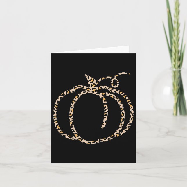 Fall Pumpkin Cute Thanksgiving Autumn Leopard Pump Card (Front)