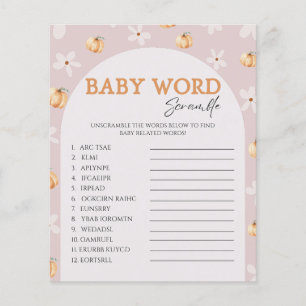 Fall Pumpkin Daisy Baby Shower Word Scramble Game