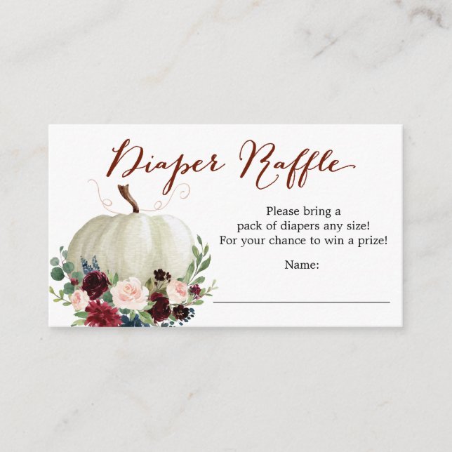 Fall Pumpkin Diaper Raffle Baby Shower Card (Front)