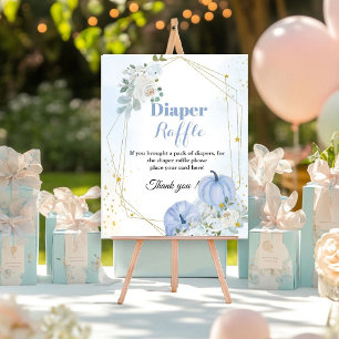 Fall Pumpkin Diaper raffle Boy baby shower sign