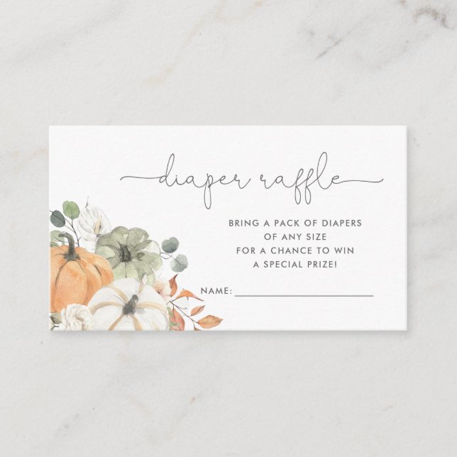Fall Pumpkin Diaper Raffle Enclosure Card (Front)