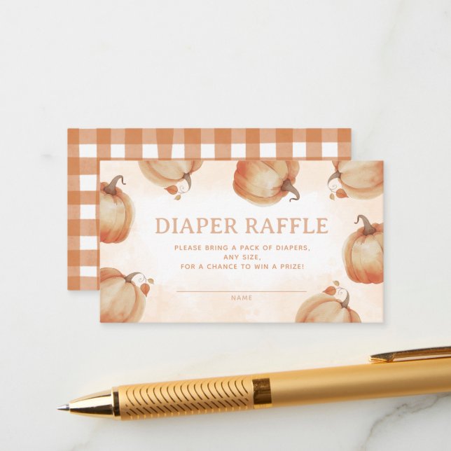 Fall Pumpkin Diaper Raffle Enclosure Card (Front/Back In Situ)