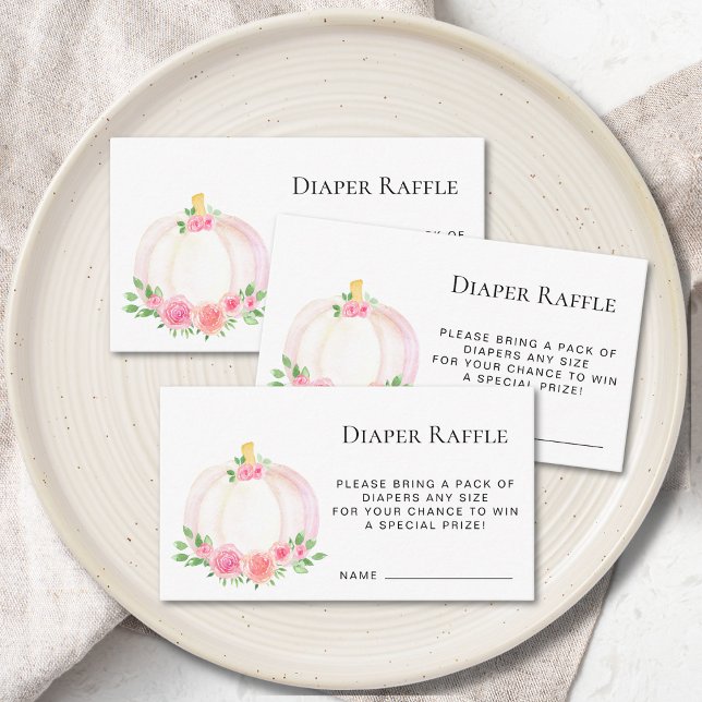Fall Pumpkin Diaper Raffle Girl's Baby Shower Enclosure Card (Creator Uploaded)