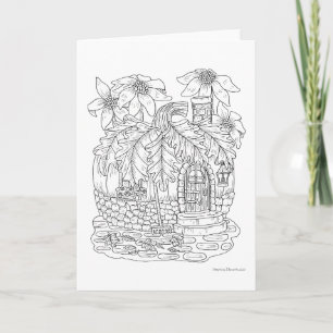 Fall Pumpkin Fairy House Colour it Yourself Blank Card