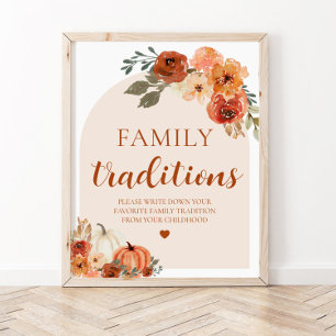 Fall Pumpkin Family Traditions Baby Shower Sign