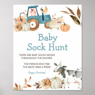 Fall Pumpkin Farm Animal Baby Sock Hunt  Poster