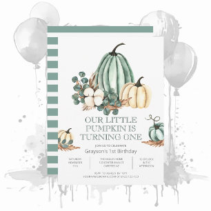 Fall Pumpkin Farmhouse 1st Birthday Party Invitati Invitation