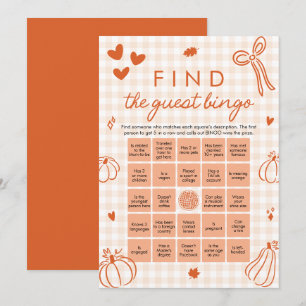 Fall Pumpkin Find the Guest Bingo Baby Shower Game Invitation