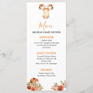 Fall Pumpkin Floral Baby Clothes Baby Shower Menu