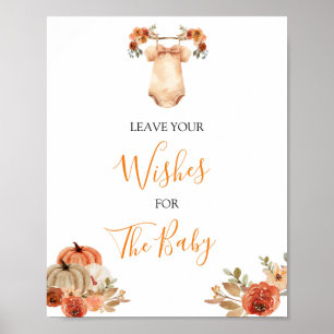 Fall Pumpkin Floral Baby Clothes Leave Your Wishes Poster