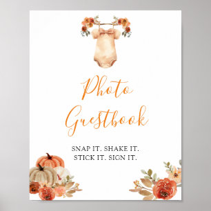 Fall Pumpkin Floral Baby Clothes Photo Guestbook