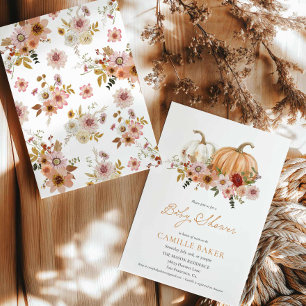 Fall Pumpkin Floral Baby Shower Invitation