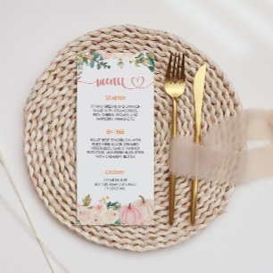 Fall Pumpkin Floral Baby Shower Menu