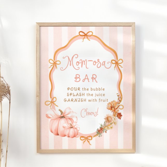 Fall Pumpkin Floral Baby Shower Mum-osa Bar Poster (Creator Uploaded)