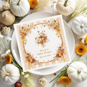 Fall Pumpkin Floral Baby Shower  Napkins