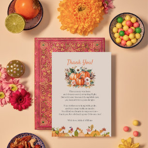 Fall Pumpkin Floral Baby Shower Thank You Card
