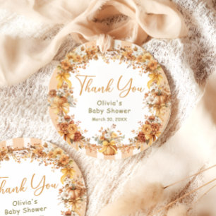 Fall Pumpkin Floral Baby Shower Thank You Favour Tags