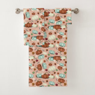 Fall Pumpkin Floral Bath Towel Set