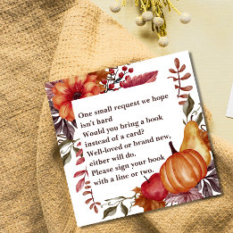Fall Pumpkin Floral Books For Baby Enclosure Card