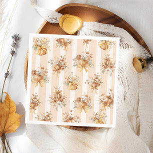 Fall Pumpkin Floral Bow Baby Shower Napkins