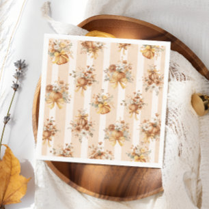 Fall Pumpkin Floral Bow Bridal Shower Napkin