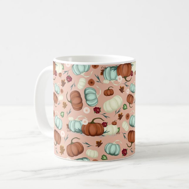 Fall Pumpkin Floral Coffee Mug (Front Left)