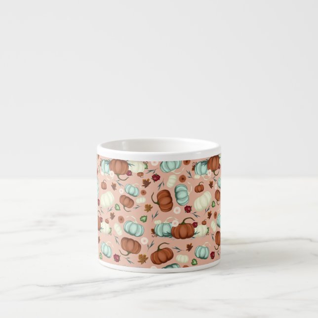 Fall Pumpkin Floral Espresso Cup (Front)