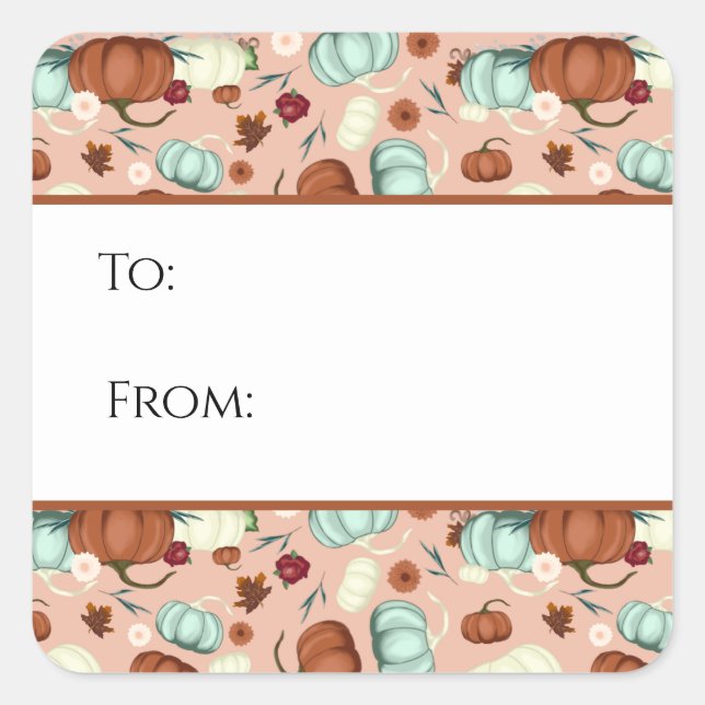 Fall Pumpkin Floral Gift Tag (Front)