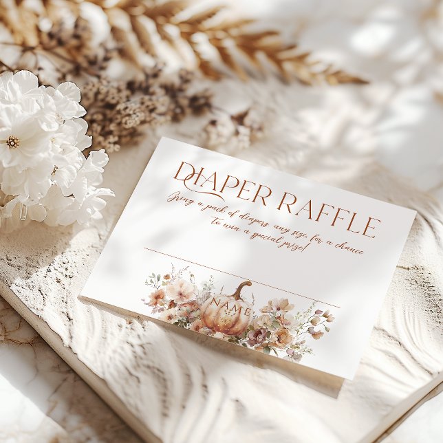 Fall Pumpkin Floral heart Baby Shower Diaper Enclosure Card (Creator Uploaded)