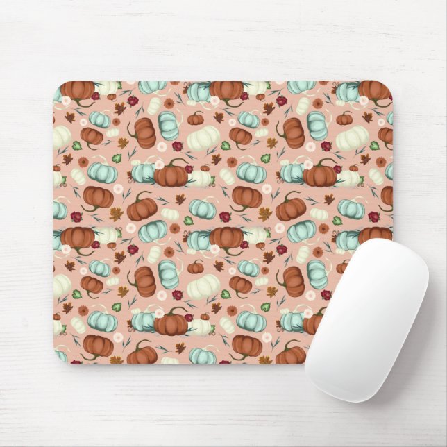 Fall Pumpkin Floral Mouse Mat (With Mouse)