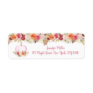 Fall Pumpkin Floral Pink & Gold Birthday