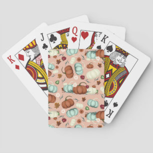 Fall Pumpkin Floral Playing Cards