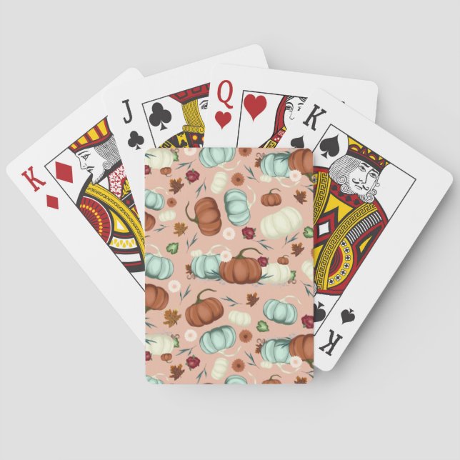 Fall Pumpkin Floral Playing Cards (Back)