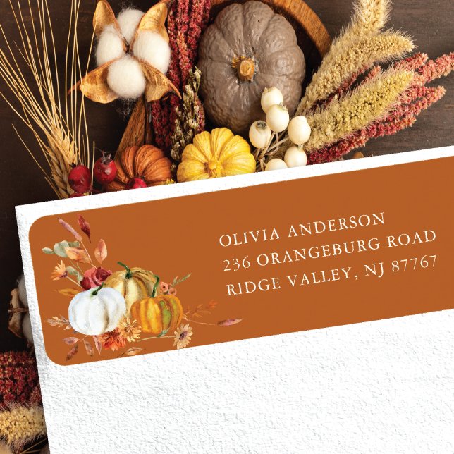 Fall Pumpkin Floral Return Address (Creator Uploaded)