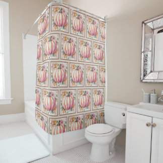 Fall Pumpkin Floral Shower Curtain