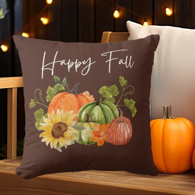 Fall pumpkin floral Throw Pillow (Creator Uploaded)