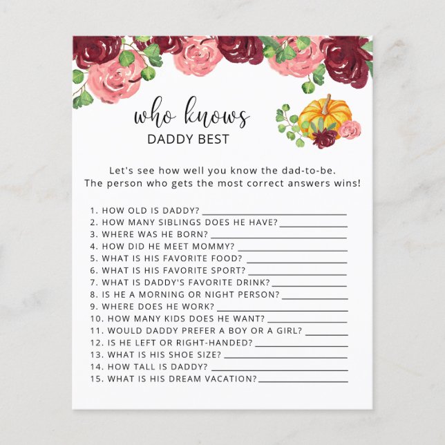 Fall pumpkin floral Who knows DADDY best (Front)