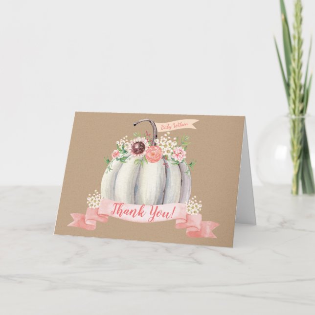 Fall Pumpkin Folded Thank You Card (Front)