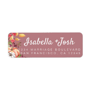 Fall Pumpkin Foliage Purple Wedding Return Address