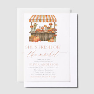 Fall Pumpkin Fresh Off the Market Bridal Shower Vellum Invitations