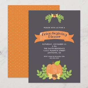 Fall Pumpkin   Friendsgiving Dinner Invitation