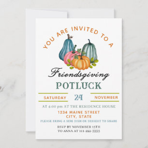 Fall Pumpkin Friendsgiving Potluck Invitation