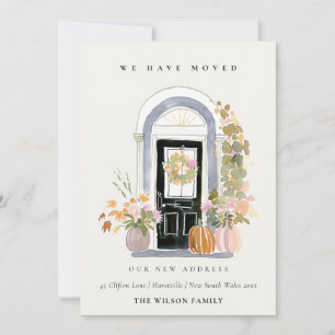 Fall Pumpkin Front Door Floral We have Moved Card