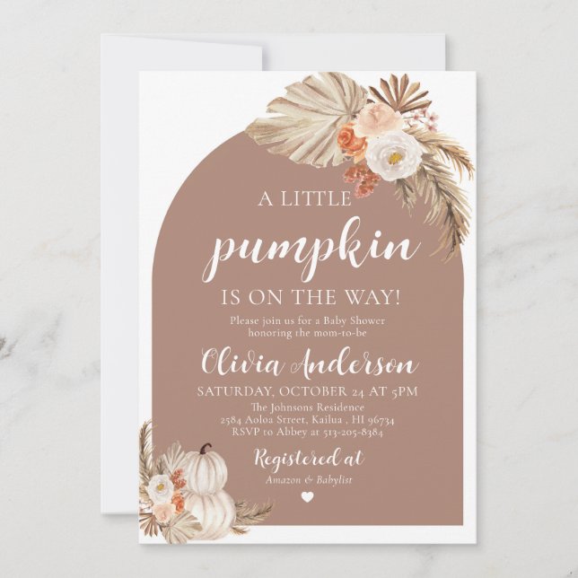 Fall Pumpkin Gender Neutral Baby Shower Invitation (Front)