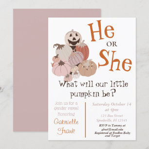 Fall Pumpkin Gender Reveal Invitation