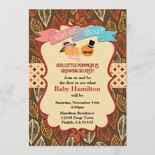 Fall Pumpkin Gender Reveal Invitation, Invitation