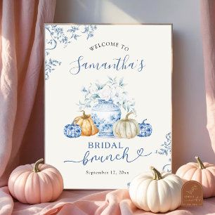 Fall Pumpkin Ginger Jar Chinoiserie Welcome Sign