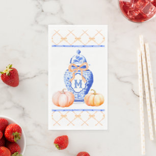 Fall Pumpkin   Ginger Jar Monogram Napkin