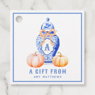 Fall Pumpkin Ginger Jar Personalised Favour Tags